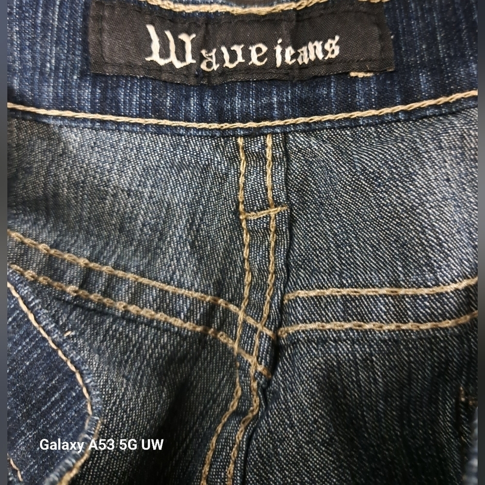 Wave Jeans Bermuda Shorts Denim 9/10 Zipper Fly 5 Pocket - Picture 3 of 5